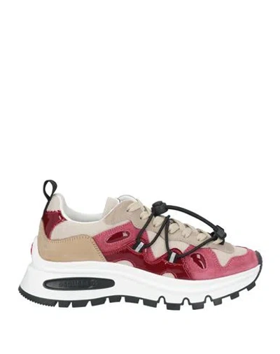Dsquared2 Woman Sneakers Beige Size 5 Leather, Textile Fibers