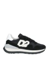 Dsquared2 Woman Sneakers Black Size 6.75 Leather, Textile Fibers