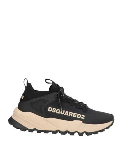Dsquared2 Woman Sneakers Black Size 5 Textile Fibers, Leather