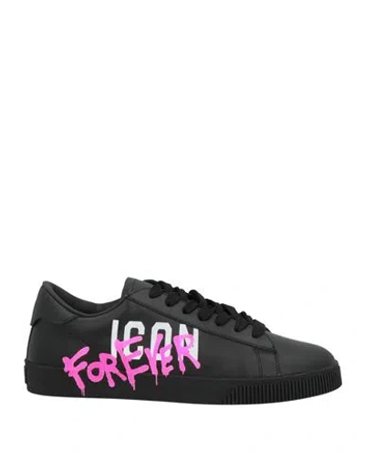 Dsquared2 Woman Sneakers Black Size 9 Calfskin