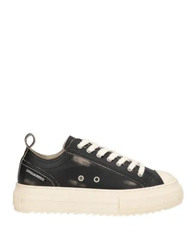 Dsquared2 Woman Sneakers Black Size 7.5 Leather