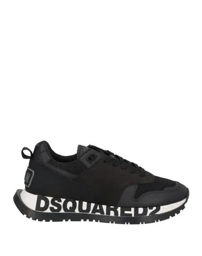 Dsquared2 Woman Sneakers Black Size 9 Soft Leather, Textile Fibers