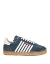 Dsquared2 Woman Sneakers Blue Size 6 Textile Fibers, Calfskin In Blue