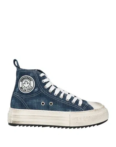 Dsquared2 Woman Sneakers Blue Size 8 Textile Fibers
