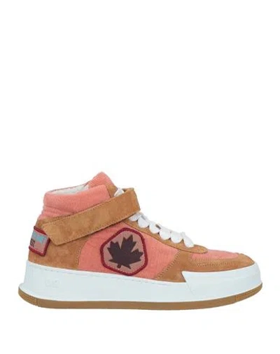 Dsquared2 Woman Sneakers Camel Size 6.75 Leather, Textile Fibers In Beige