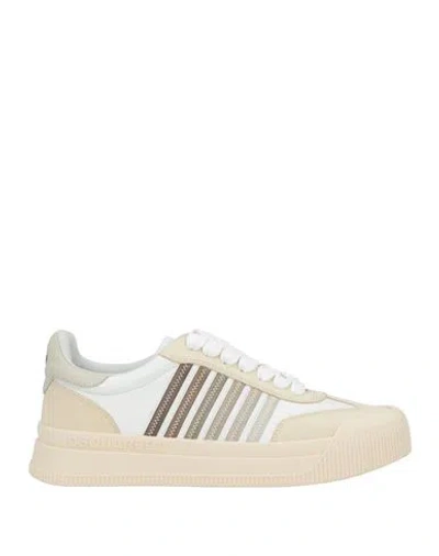 Dsquared2 Woman Sneakers Cream Size 6.75 Calfskin In White