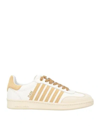 Dsquared2 Woman Sneakers Cream Size 6.75 Leather In White