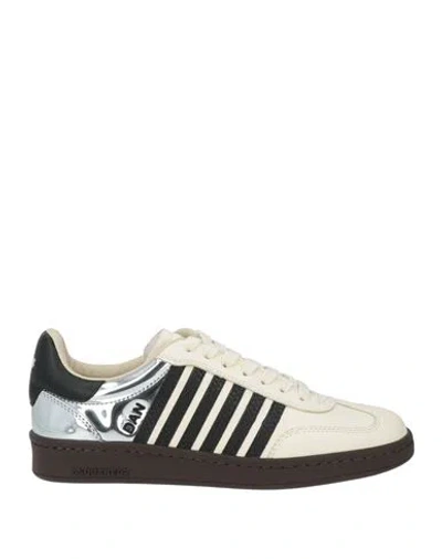 Dsquared2 Woman Sneakers Cream Size 7 Leather In White