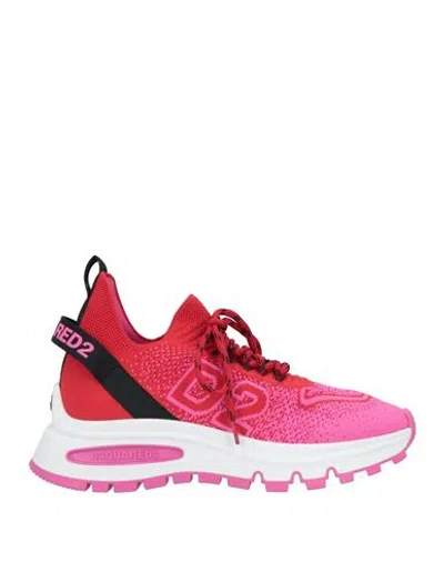 Dsquared2 Woman Sneakers Fuchsia Size 6 Textile Fibers, Leather In Pink