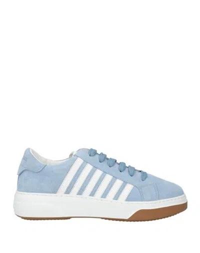 Dsquared2 Woman Sneakers Light Blue Size 11 Soft Leather