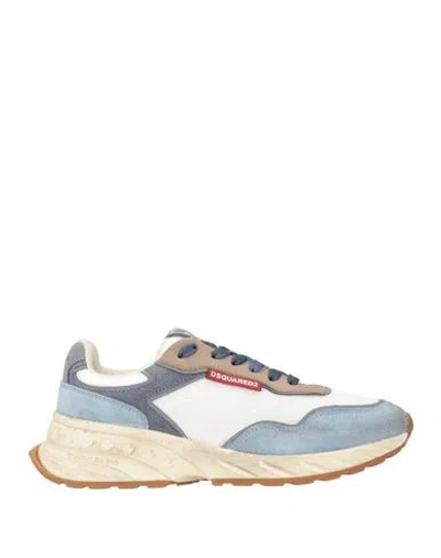 Dsquared2 Woman Sneakers Light Blue Size 6 Leather, Textile Fibers In Multi