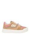 Dsquared2 Suede New Jersey Sneakers In Leather In Beige