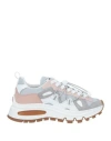 Dsquared2 Woman Sneakers Light Grey Size 8.5 Calfskin, Textile Fibers
