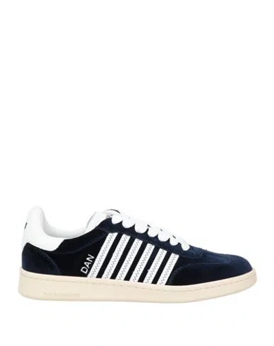 Dsquared2 Woman Sneakers Navy Size - Textile Fibers, Leather In Blue