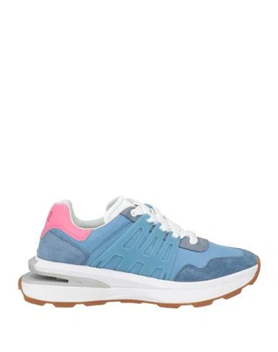 Dsquared2 Woman Sneakers Pastel Blue Size 6 Leather, Textile Fibers