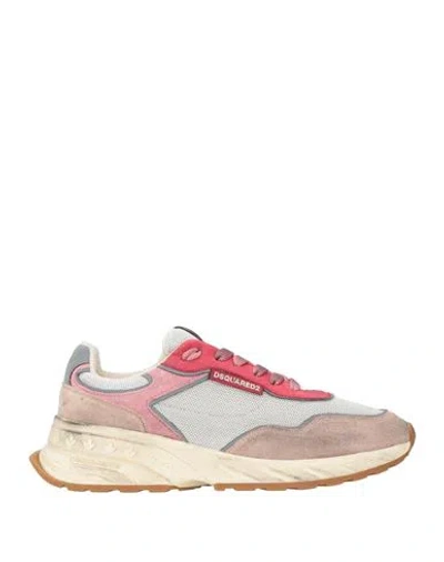 DSQUARED2 DSQUARED2 WOMAN SNEAKERS PINK SIZE 6.75 LEATHER, TEXTILE FIBERS