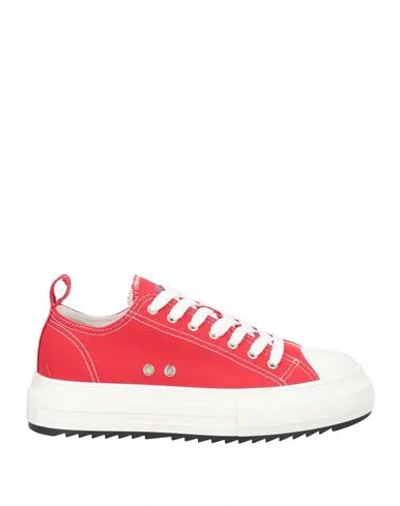 Dsquared2 Woman Sneakers Red Size 8 Textile Fibers
