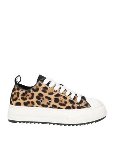 Dsquared2 Woman Sneakers Sand Size 8 Calfskin In Beige
