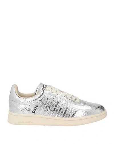 Dsquared2 Woman Sneakers Silver Size 4.5 Leather In Metallic