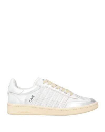 Dsquared2 Woman Sneakers Silver Size 6 Leather In Gray