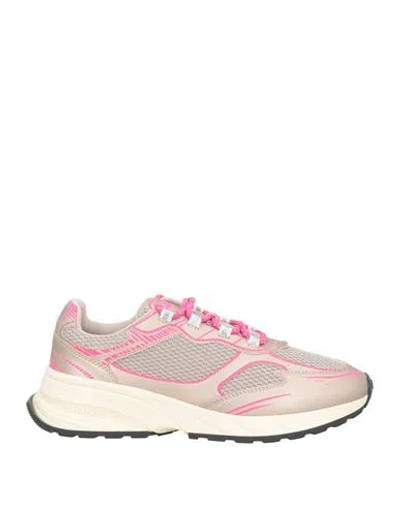 Dsquared2 Woman Sneakers Taupe Size 6.75 Leather, Textile Fibers In Gray