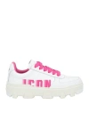 Dsquared2 Leather Sneakers With Molded Sole And Perforated Toe In White