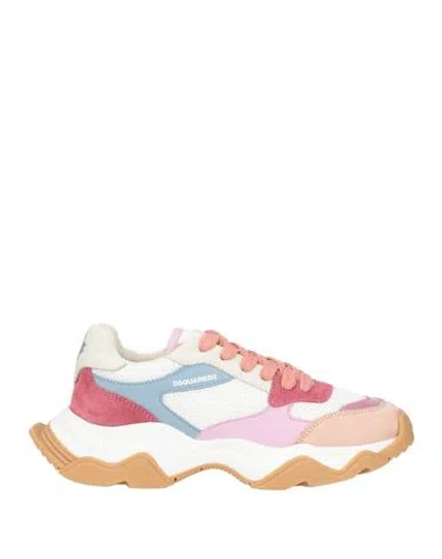 Dsquared2 Woman Sneakers White Size 6 Leather, Textile Fibers