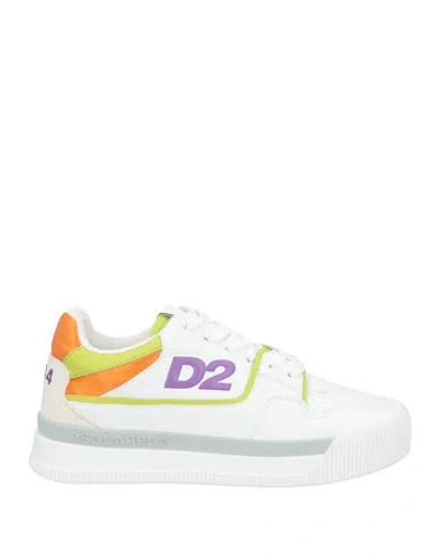 Dsquared2 Woman Sneakers White Size 6.75 Calfskin, Textile Fibers