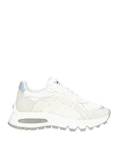 Dsquared2 Woman Sneakers White Size 6.75 Leather, Textile Fibers