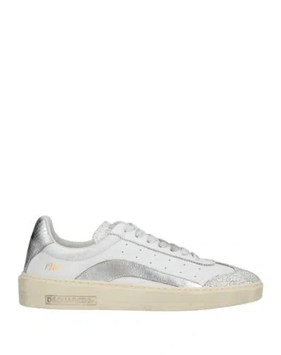 Dsquared2 Woman Sneakers White Size 7 Leather In Animal Print