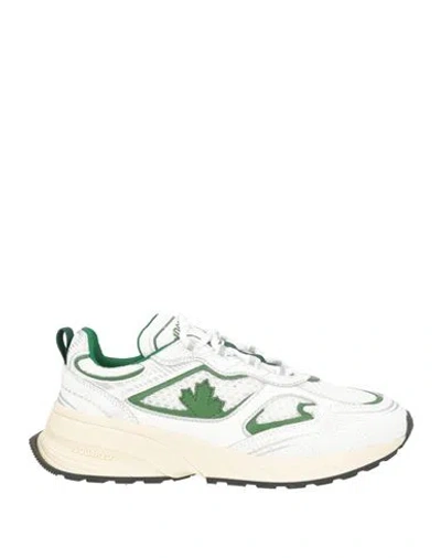 Dsquared2 Woman Sneakers White Size 7.5 Calfskin, Textile Fibers In Multi