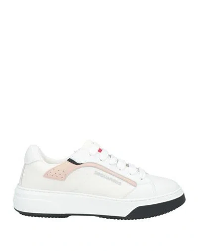 Dsquared2 Woman Sneakers White Size 6.75 Calfskin, Textile Fibers