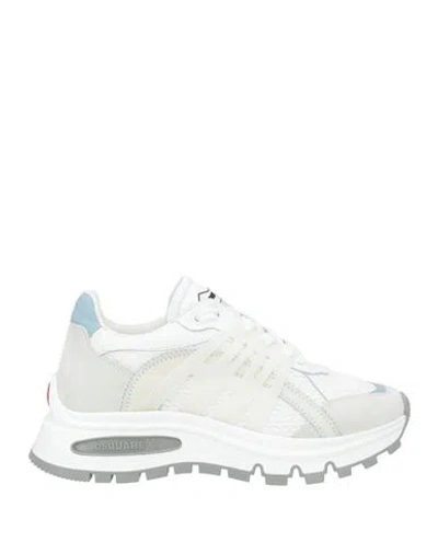 Dsquared2 Woman Sneakers White Size 6.75 Leather, Textile Fibers