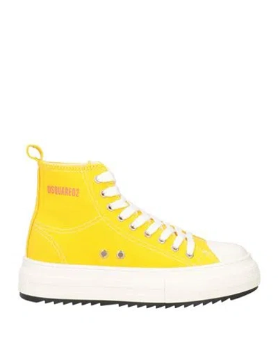 Dsquared2 Woman Sneakers Yellow Size 7 Textile Fibers