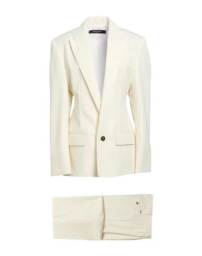 Dsquared2 Woman Suit Off White Size 2 Polyester, Virgin Wool