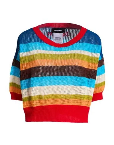 Dsquared2 Woman Sweater Azure Size L Cotton In Blue