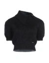Dsquared2 Cropped Asymmetric Mohair-blend Jumper In Black