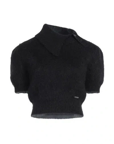 Dsquared2 Cropped Asymmetric Mohair-blend Jumper In Nero