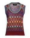 Dsquared2 Woman Sweater Burgundy Size M Mohair Wool, Polyamide, Alpaca Wool, Wool, Cow Leather In Red