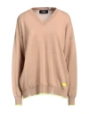 Dsquared2 Woman Sweater Camel Size L Virgin Wool, Cashmere, Polyester In Beige