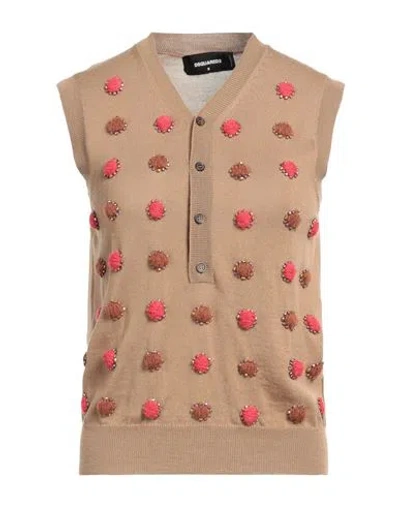 Dsquared2 Woman Sweater Camel Size M Virgin Wool In Beige