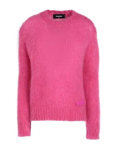 Dsquared2 Woman Sweater Fuchsia Size Xs Mohair Wool, Polyamide, Wool In Pink