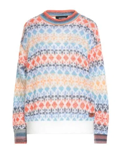 Dsquared2 Mohair Blend Jacquard Knit Sweater In Multicolor
