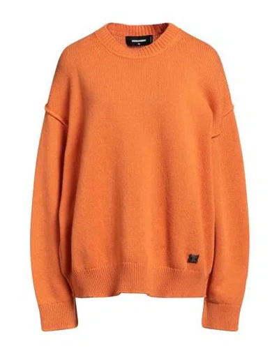 DSQUARED2 DSQUARED2 WOMAN SWEATER ORANGE SIZE M WOOL, CASHMERE, CALFSKIN