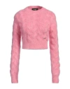 Dsquared2 Textured Cable Knit Cropped Sweater In Pink