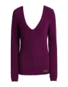 Dsquared2 Woman Sweater Plum Size L Wool, Calfskin In Purple