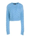Dsquared2 Woman Sweater Sky Blue Size L Mohair Wool, Polyamide, Wool