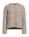 Dsquared2 Woman Sweater Taupe Size L Alpaca Wool, Cotton, Wool In Brown
