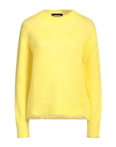 Dsquared2 Woman Sweater Yellow Size Xs Mohair Wool, Polyamide, Wool In Yellow