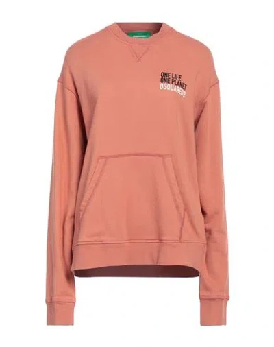 Dsquared2 Woman Sweatshirt Apricot Size L Cotton In Orange